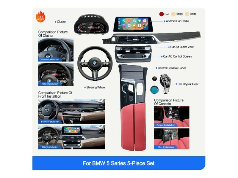 BMW F10 car interior accessories old to new upgrade dashboard steering wheel