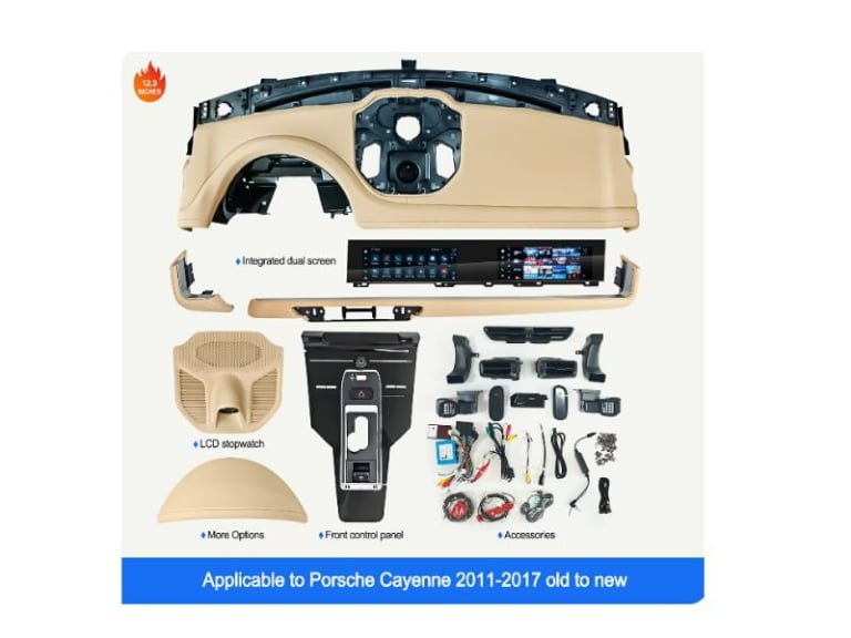 Porsche Cayenne 2010-2017 dashboard old to new upgrade as 2024 with dual 12.3 inch screen