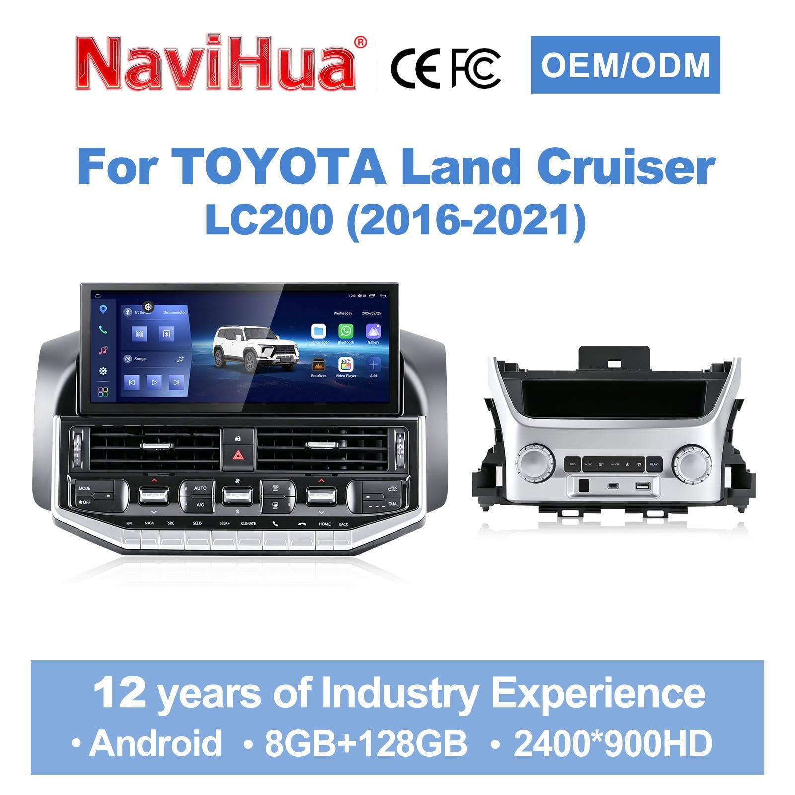 Android Navigation Screen for Toyota Land Cruiser LC200 2016-2020