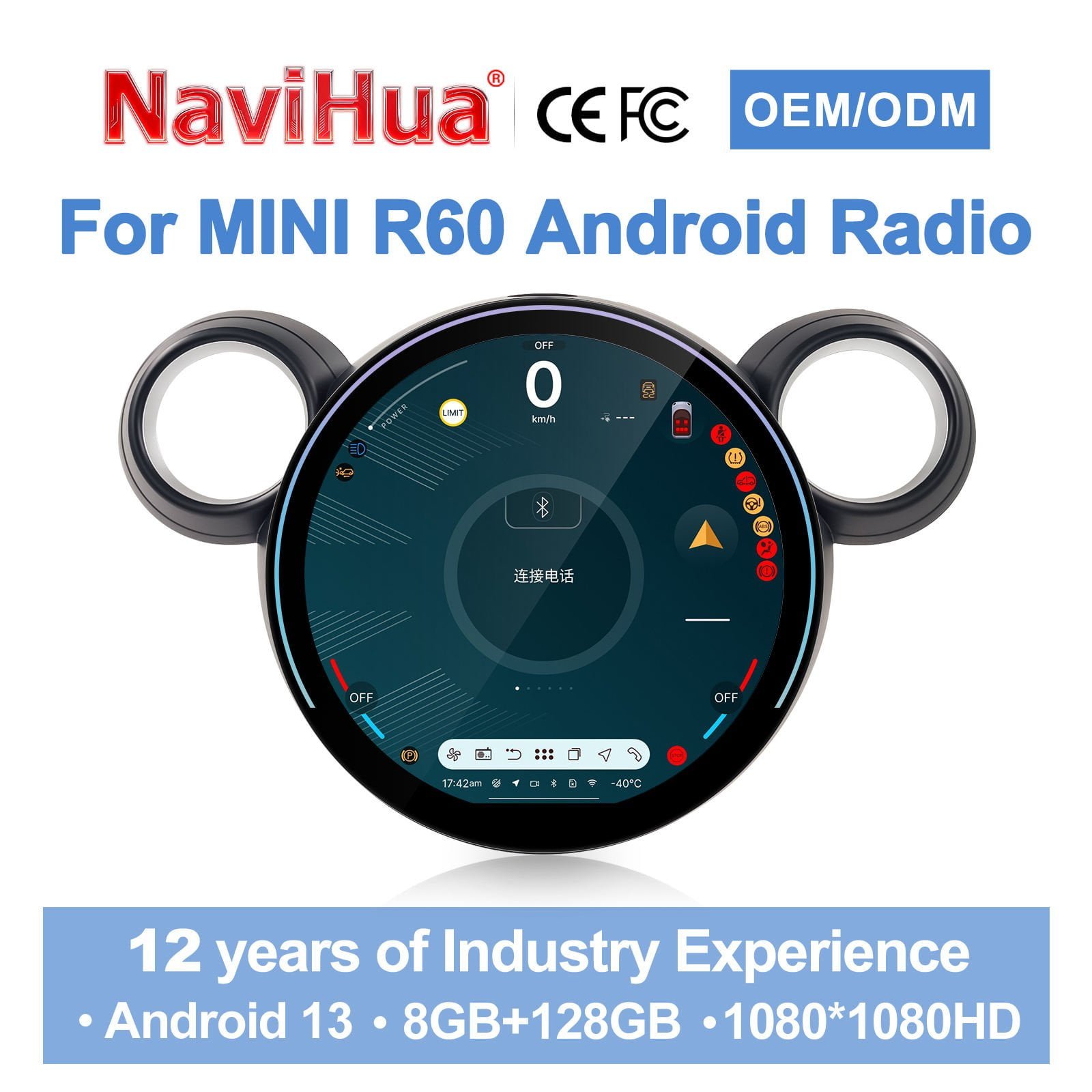 Navihua 12″ Android Car Radio Upgrade for MINI F54 F60 R56 R60 NBT EVO Multimedia GPS Navigation Carplay Auto Stereo Headunit