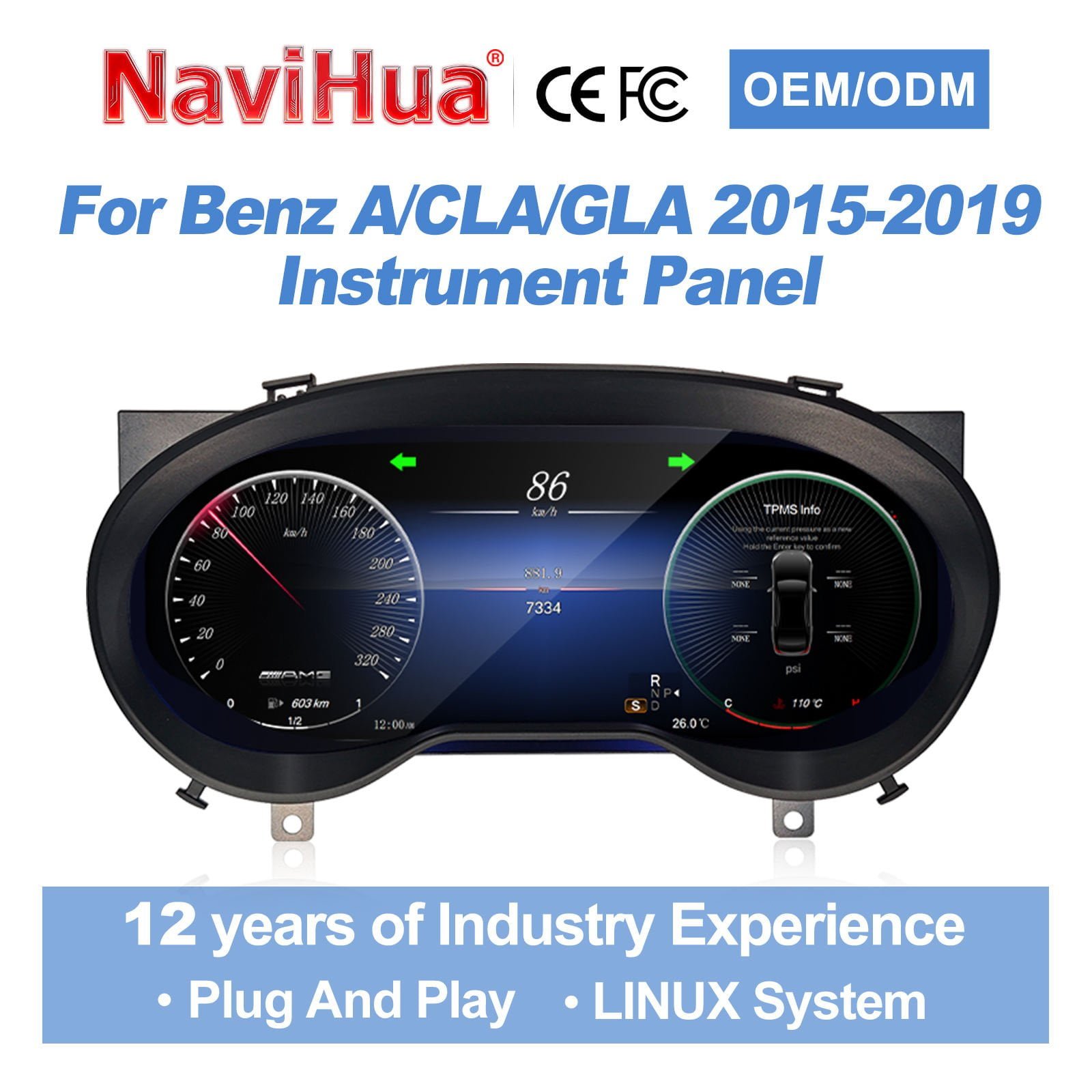 Digital Instrument Cluster for Mercedes-Benz A class gallery image