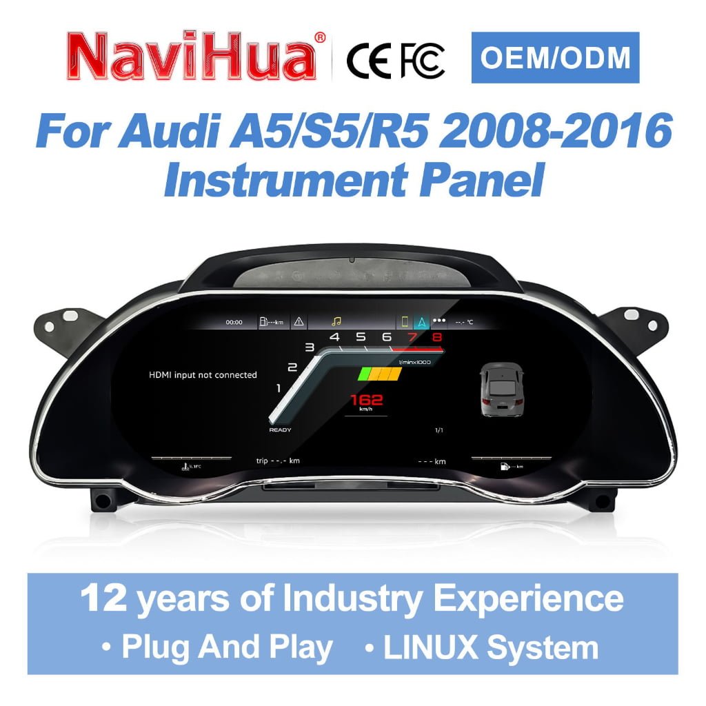 Navihua Car Upgrade LCD Instrument for Audi A5/S5/R5 2009-2016 Linux System Auto Speedometer Car Digital Cluster Virtual Cockpit