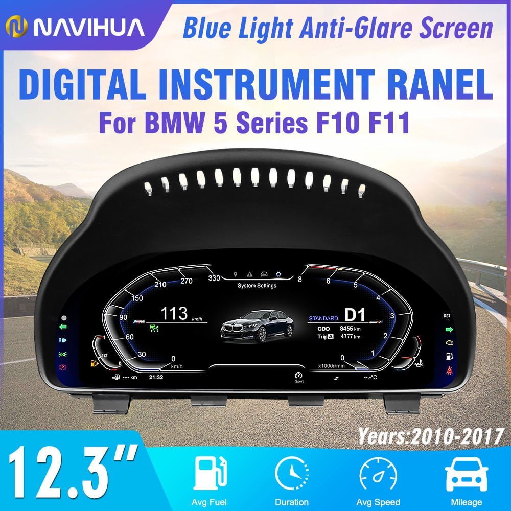 Navihua LCD Dashboard 12.3 Inch Digital Dashboard Panel Instrument Cluster Virtual Cockpit Suitable for BMW 5 Series F10 F11 F18