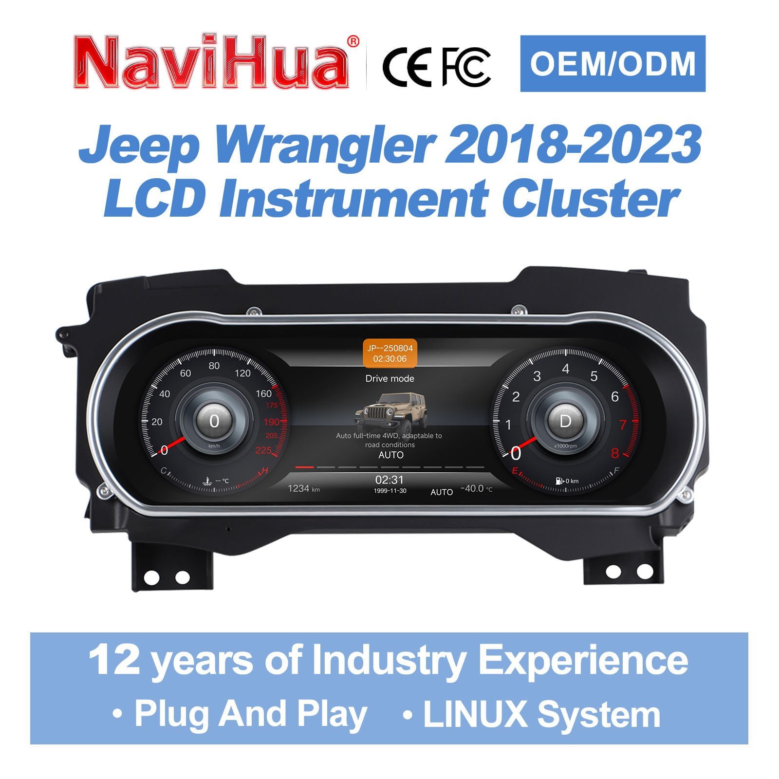 Digital Instrument Cluster for Jeep Wrangler 2018-2023 image 2