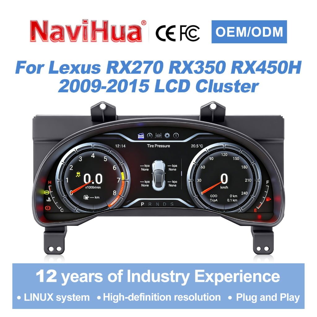 Navihua 15.6 Inch LCD Car for Lexus RX270 RX350 RX450H 2009-2015 Digital Speedometer Cluster Digital Dashboard New Upgrade