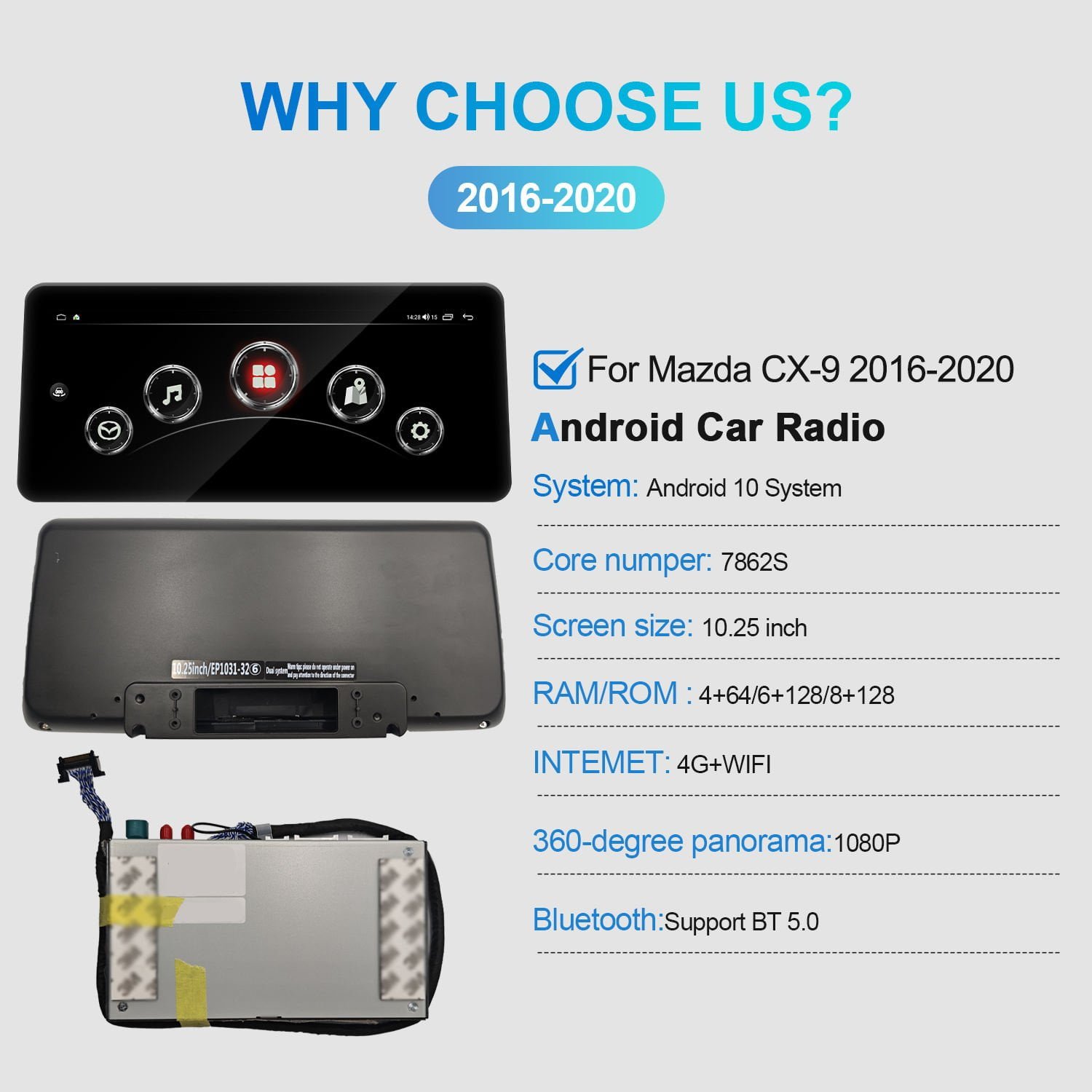 Android Navigation Screen for Mazda CX-9 2016-2020