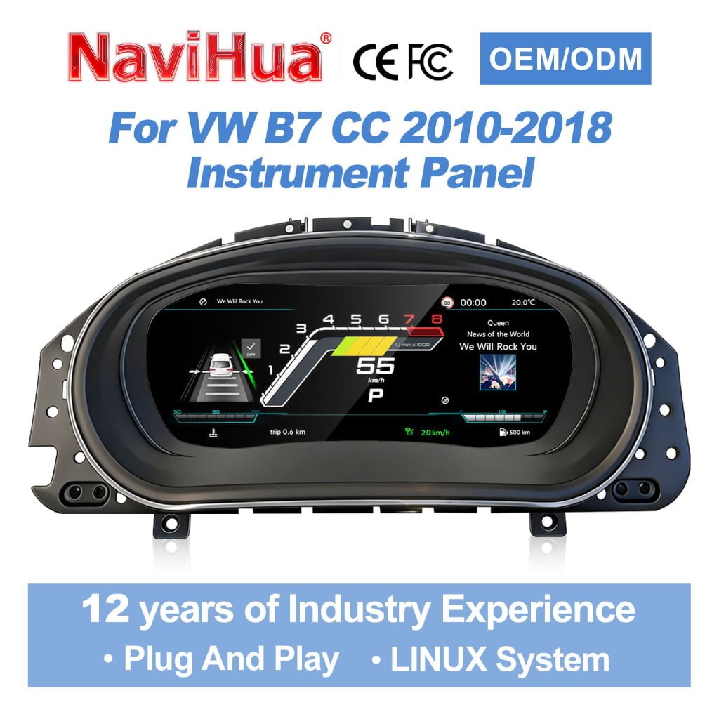 Navihua Digital Instrument Cluster Dashboard for VW CC Magotan B7 Passat B7 2012 Panel Virtual Tacho Cockpit CarPlay