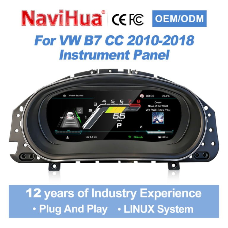 Navihua Digital Instrument Cluster Dashboard for VW CC Magotan B7 Passat B7 2012 Panel Virtual Tacho Cockpit CarPlay