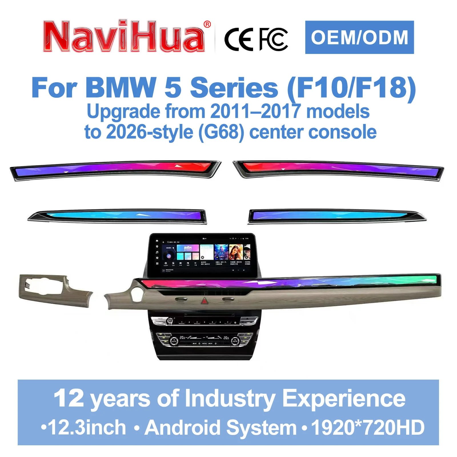 Android Navigation Screen for BMW 5 series F10 G68 2011