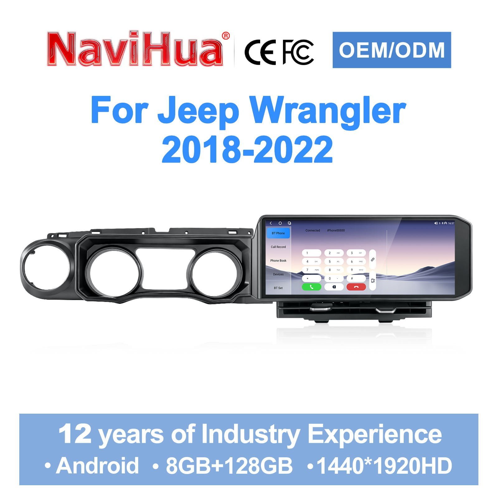 Android Navigation Screen for Jeep Wrangler 2018-2021