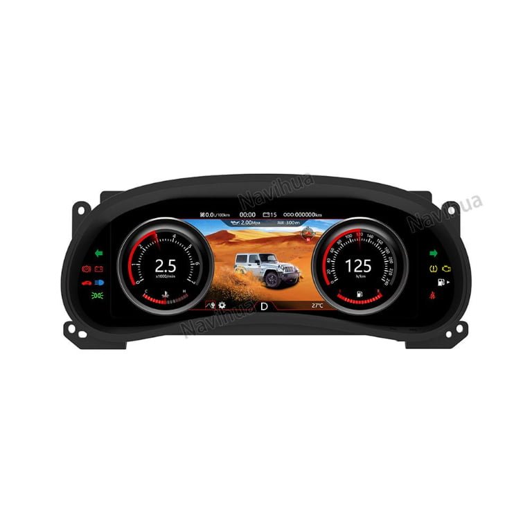 NaviHua 12.3″ Linux LCD Dashboard Speedometer Multi-function Digital Instrument Cluster for Jeep Wrangler JK 2011 2017 Cockpit
