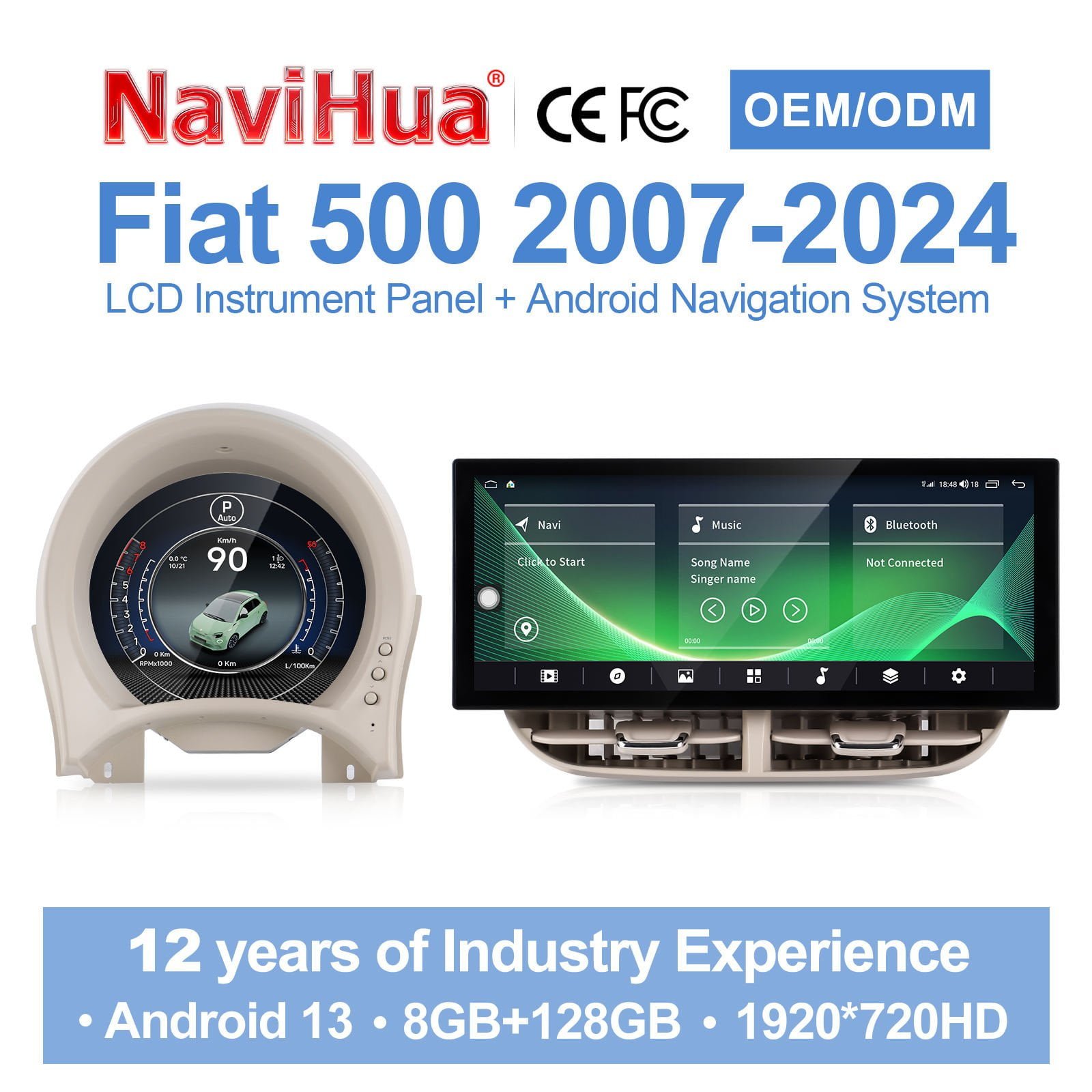 Digital Instrument Cluster for Fiat 500 2007-2024 image 2