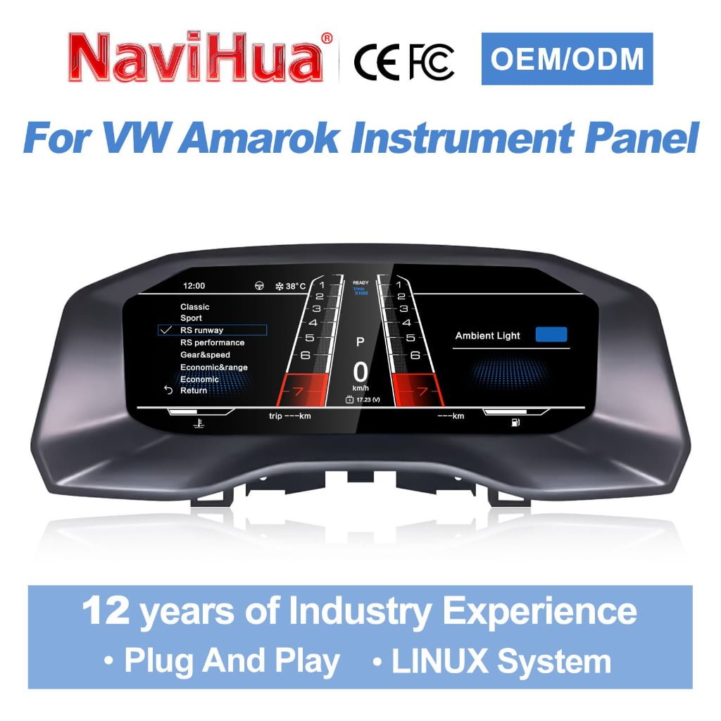 Navihua Digital Cluster LCD Instrument Auto Meter Speedometer for Volkswagen VW Amarok 2017-2020 Virtual Cockpit Odometer Gauge