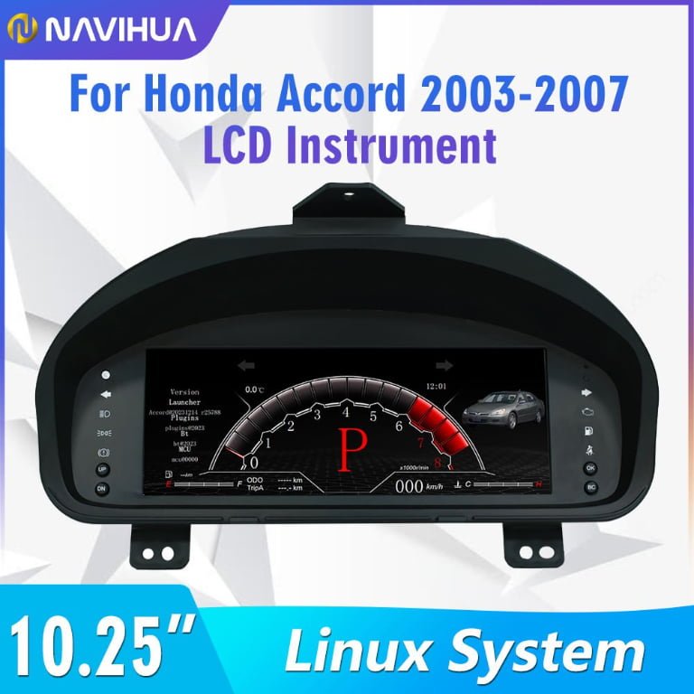 NaviHua New Arrival 10.25” LCD Dashboard Digital Cluster Car Speedometer Automotive Virtual Cockpit for Honda Accord 2003-2007